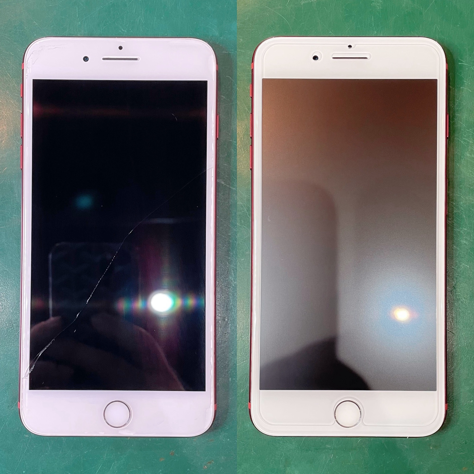 iPhone7Plus ガラス割れ Before After