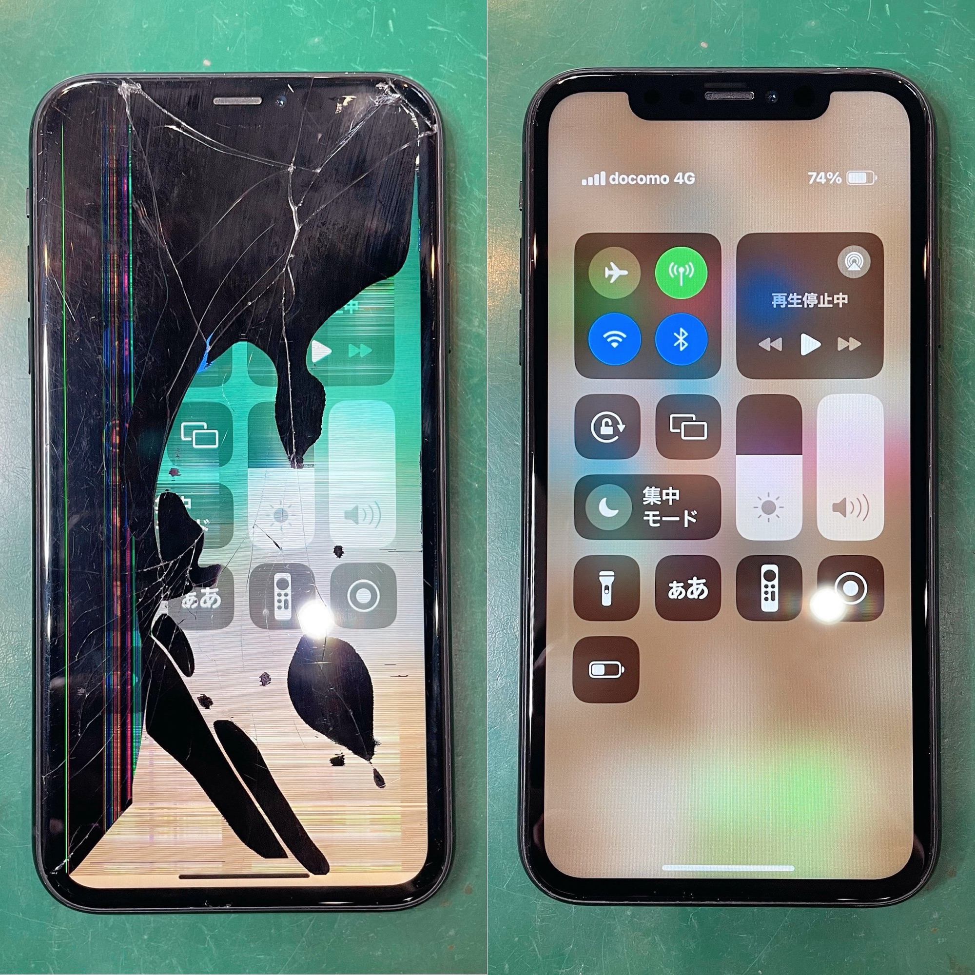 iPhoneXRの液晶破損修理 Before After