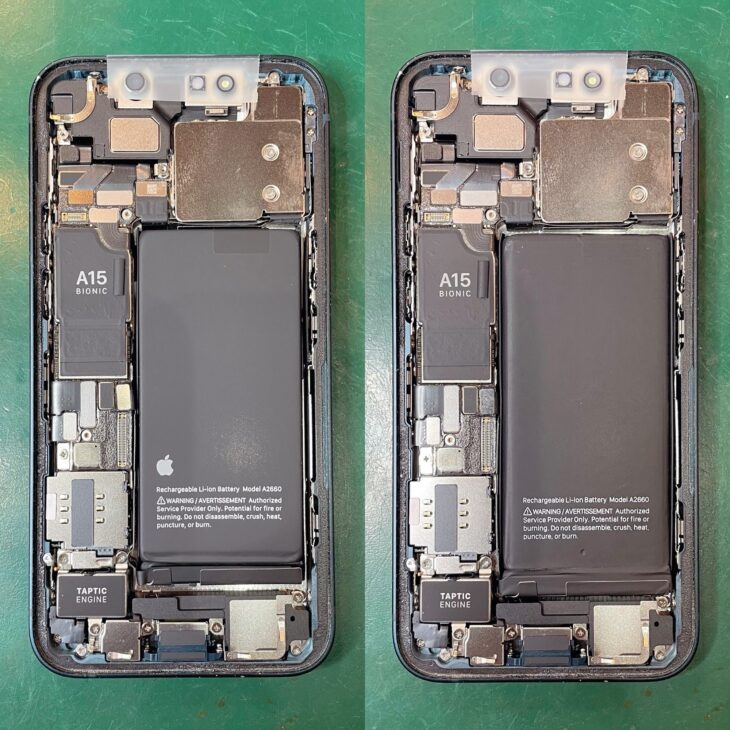 iPhone13miniのバッテリー交換 Before After