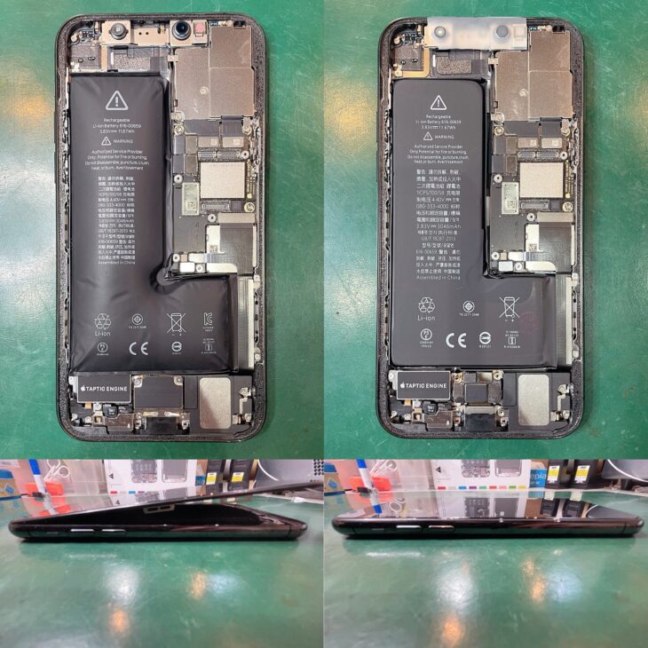 iPhone11Proのバッテリー膨張修理 Before After